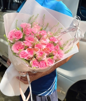 Bó Hoa Hồng Tươi Tone Hồng