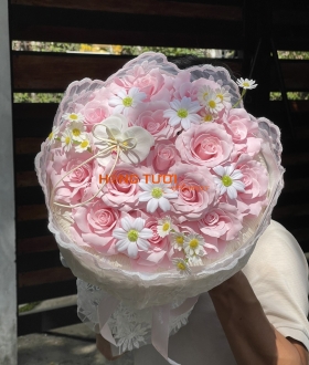 Bó Hoa Sáp Hồng Pastel