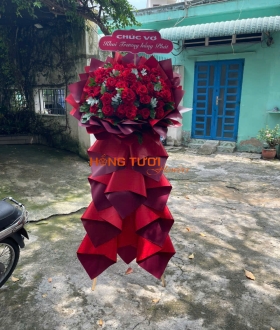 Kệ Hoa Tươi Hồng Đỏ Đô Một Tầng