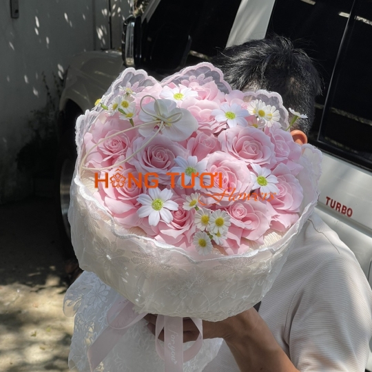 Bó Hoa Sáp Hồng Pastel 