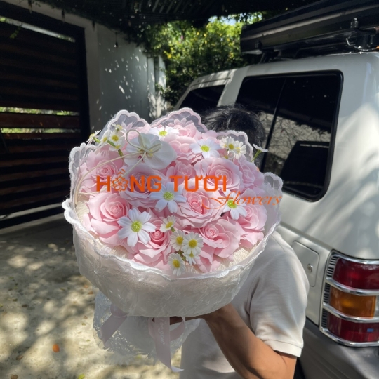Bó Hoa Sáp Hồng Pastel 