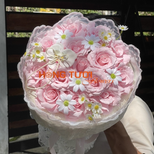 Bó Hoa Sáp Hồng Pastel 