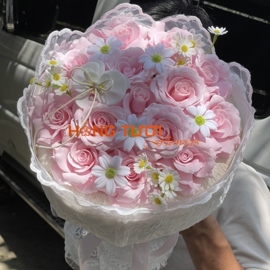 Bó Hoa Sáp Hồng Pastel 