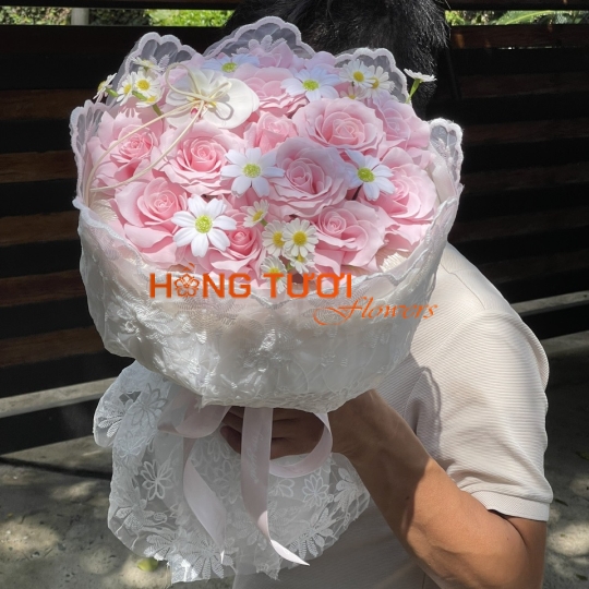 Bó Hoa Sáp Hồng Pastel 