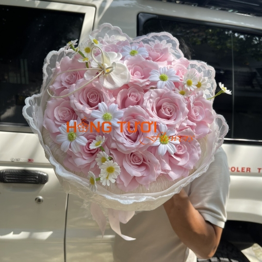 Bó Hoa Sáp Hồng Pastel 
