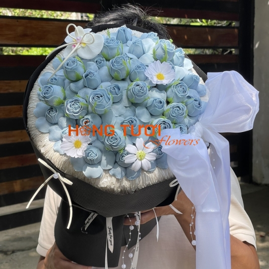 Bó Hoa Sáp Xanh Pastel