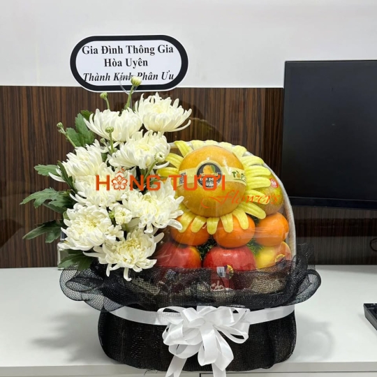 Giỏ Hoa Trái Cây Chia Buồn 