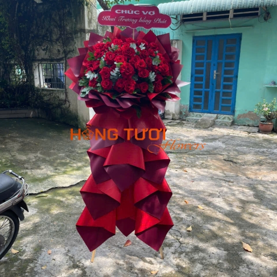 Kệ Hoa Tươi Hồng Đỏ Đô Một Tầng
